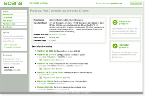 panel de control