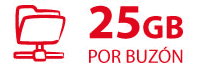 25 GB Por buzón 25 GB Por buzón