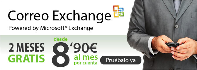 Correo Exchange. 2 meses gratis desde 8,90€ al mes por cuenta