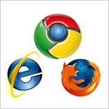 Logótipos de Chrome, Firefox y Explorer